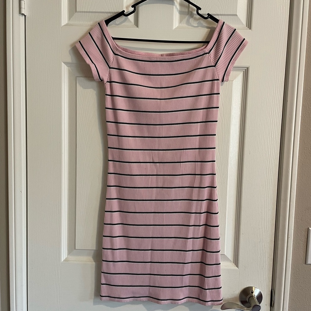 Kendall & Kylie Pink and Black Striped Mini Dress